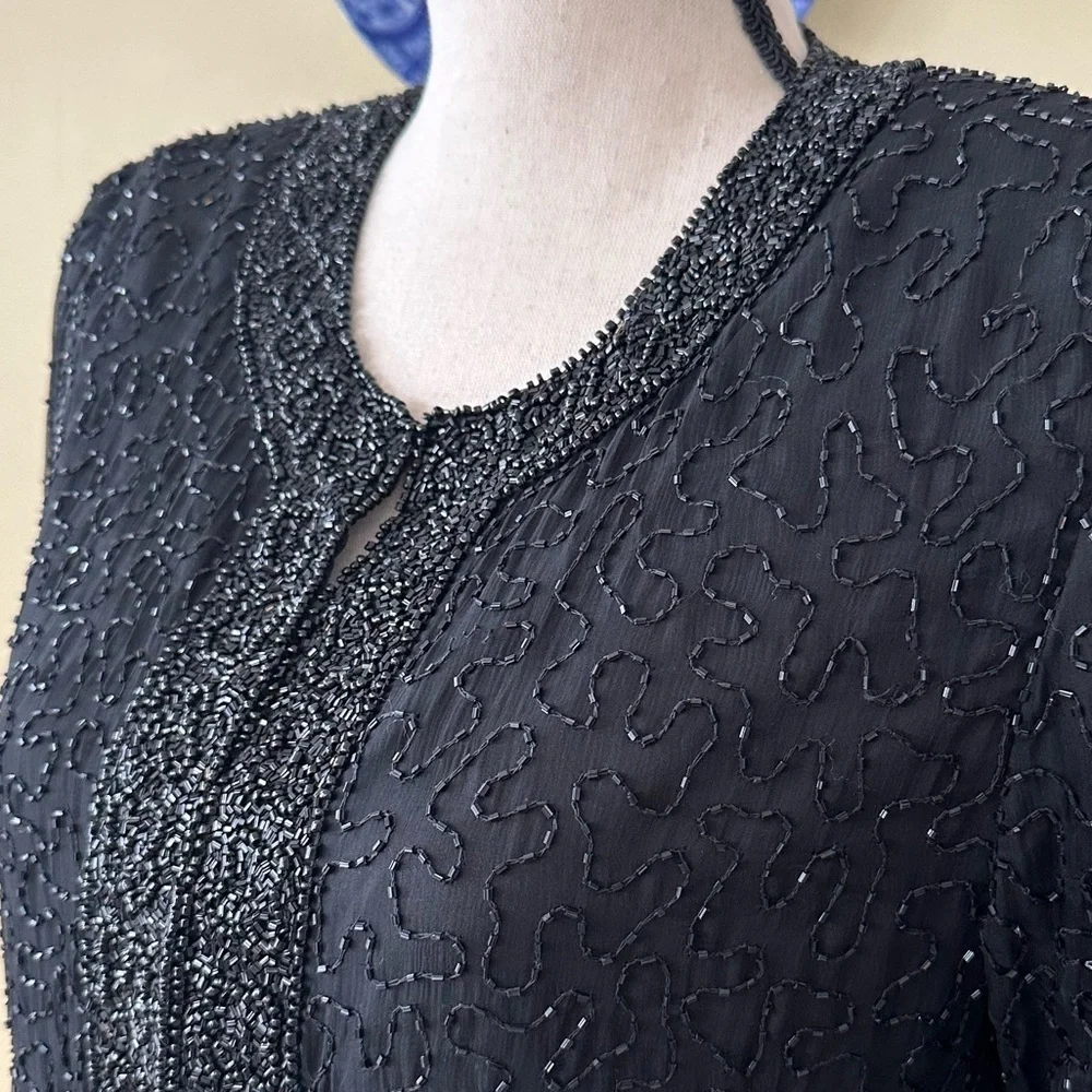 Laurence Kazar | Vintage Black Beaded Silk Jacket